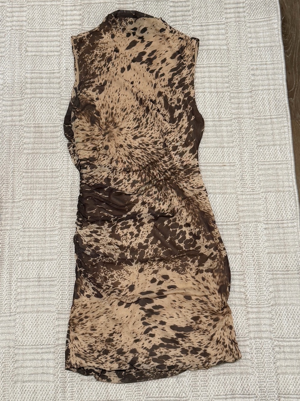 Brown Animal Print Sleeveless Bodycon Dress